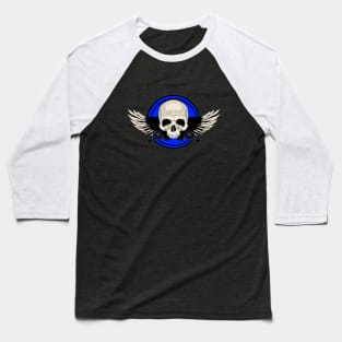 Wing Skull - BLUE Baseball T-Shirt